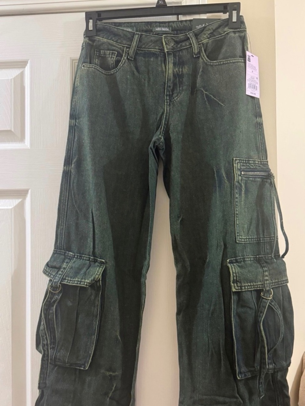Wild Fable Cargo Jeans Relaxed Fit, Green Tint
